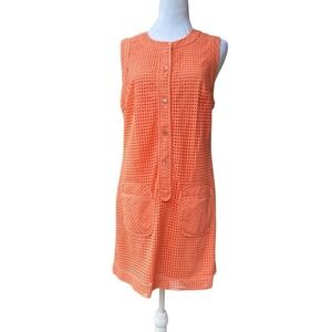 Trina Turk Sleeveless Mini Dress‎ Pockets Button Front Coral Size 5
